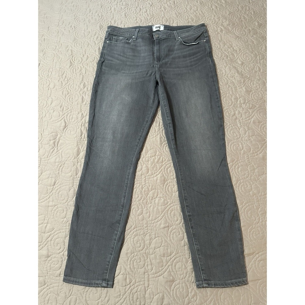 Paige Women's Hoxton Ankle Jeans Size 33 28" Inseam Gray Stretch Denim EUC